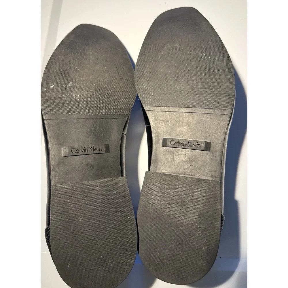 Calvin Klein Jameson Loafers Men 11 Black Leather Textile Square Toe Dress Shoes